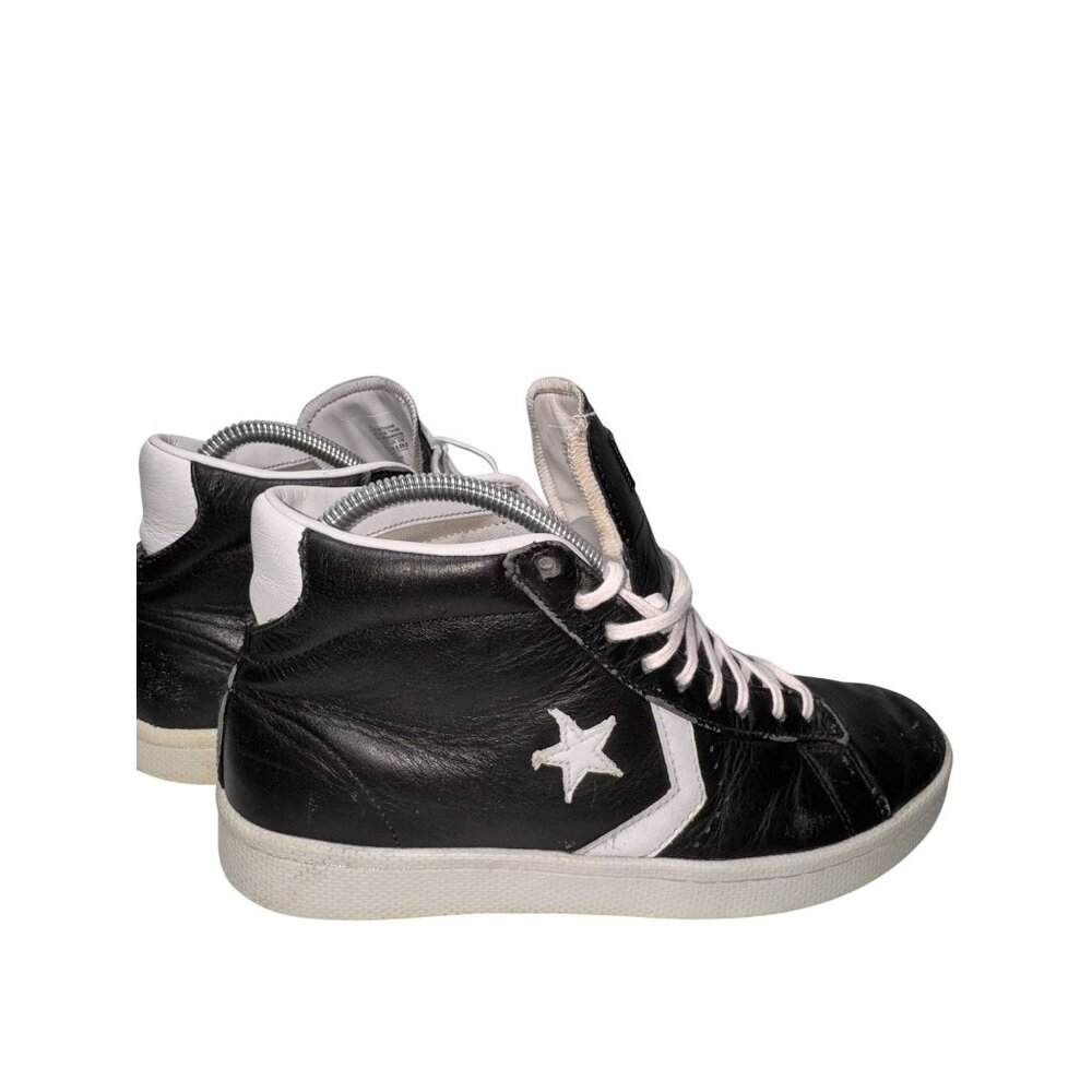 Vintage Converse All Star Black & White Leather High-Top Sneakers Men’s 9 Women - Picture 5 of 8